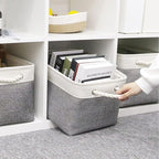 HNZIGE Large Fabric Storage Baskets (3 Pack) - Foldable Gift Baskets with Rope Handles, Decorative Organizers for Home (White