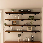 Industrial Pipe Wall Wood Shelves,Real Wooden Shelves 60" in Walnut Color with 11.8" Extra Width, Modern Floating Shevles Boo