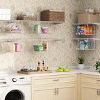 3-Tier Foldable Laundry Basket Organizer with Rotating Hooks - Space-Saving Over Washer and Dryer Shelf for Laundry Room Orga