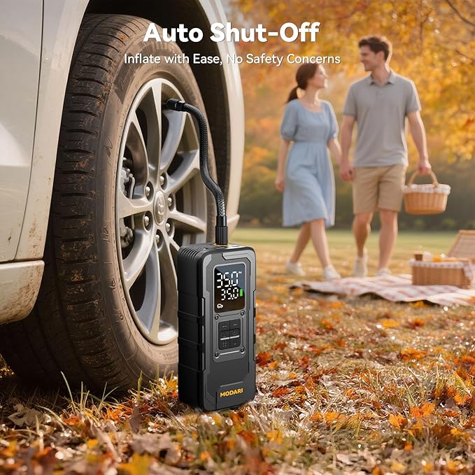 Tire Inflator Portable Air Compressor, Up to 160 PSI Car Tire Inflator, Cordless Air Pump, Portable Tire Pump with Gauge - Portable Tire Inflators for Car, Light Pickup, Bike and More