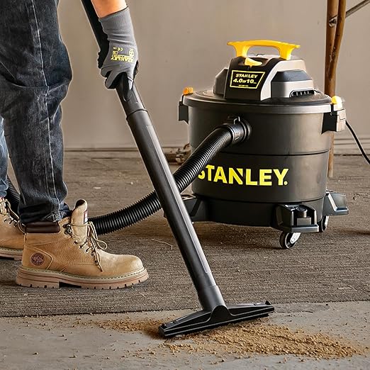 STANLEY Wet/Dry Vacuum SL18191P, 10 Gallon 4 Horsepower 16 FT Clean Range Shop, Ideal for Home/Garage/Laundry Rooms with Atta
