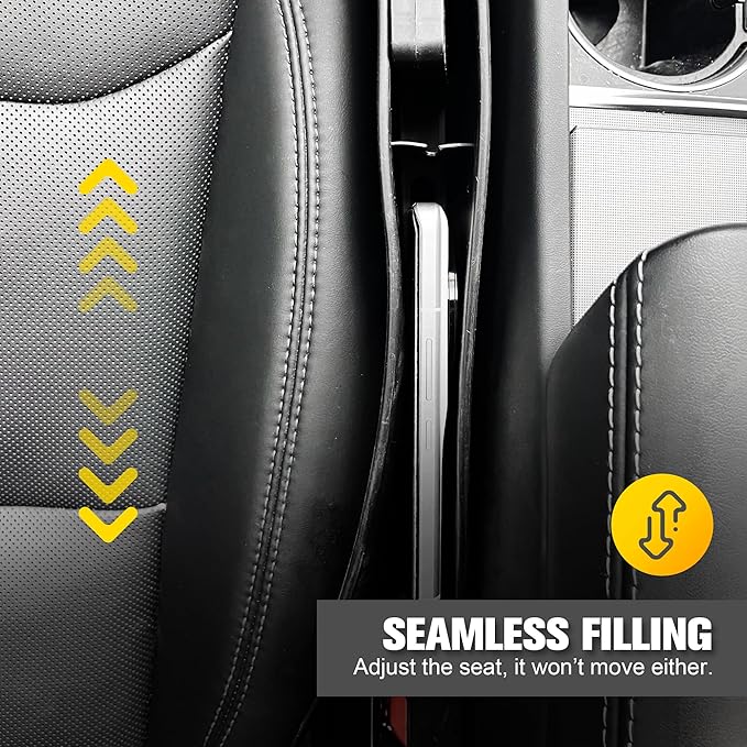 2 PCS Car Seat Gap Filler Organizer, Auto Interior Accessories Multifunctional Car Gap Fillers, Universal Car Seat Storage Organizer to Fill the Gap Space Between the Console and Seats, Black