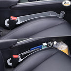 Supin Car Seat Gap Filler Set of 2, Multifunctional Seat Side Gap Filler with Organizer & Hook Function& 2 Storage for Stabilizing Phone,Keys Wallet, Fill The Gap Between Seat & Console (Gary)