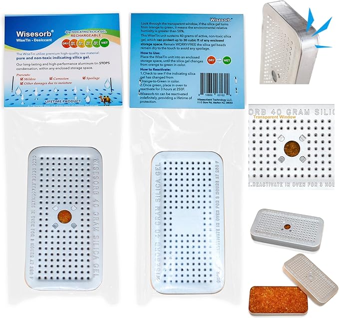 40 Gram Pack of 3 Silica Gel Canister, Gun Safe Dehumidifiers (Orange to Green), Reusable Desiccant Moisture Absorber for