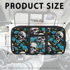 Skull Rose Zippered Sun Visor Organizer Cover with Card Holder Storage Pouch with Picture Multi-Pocket and Adjustable Straps Easy Installation Universal Fit for Most Cars SUV