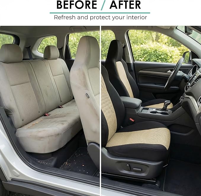 FH Group Automotive Full Car Seat Covers for SUV, Trucks, Sedan and More - Universal Fit Front High Back & Rear Solid Bench D