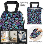 Car Trash Bag Large Hanging Can for Back of Seat, Cute Waterproof Car Garbage Bag for Vehicle, Travelling, Outdoor Colorful Purple Skull Floral