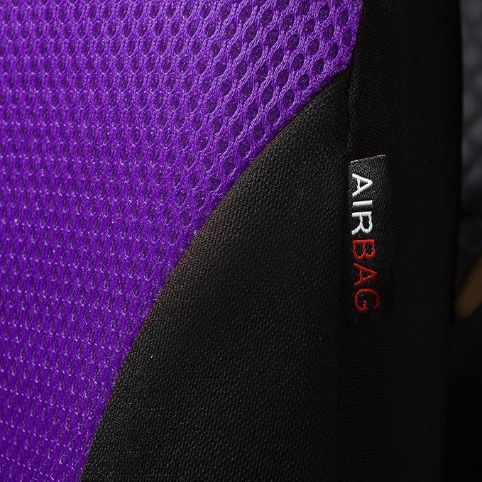 Flying Banner Car Seat Covers Full Set Front Seats and Rear Bench Mesh Fabric Splicing Polyester Cover Black with Purple Colo