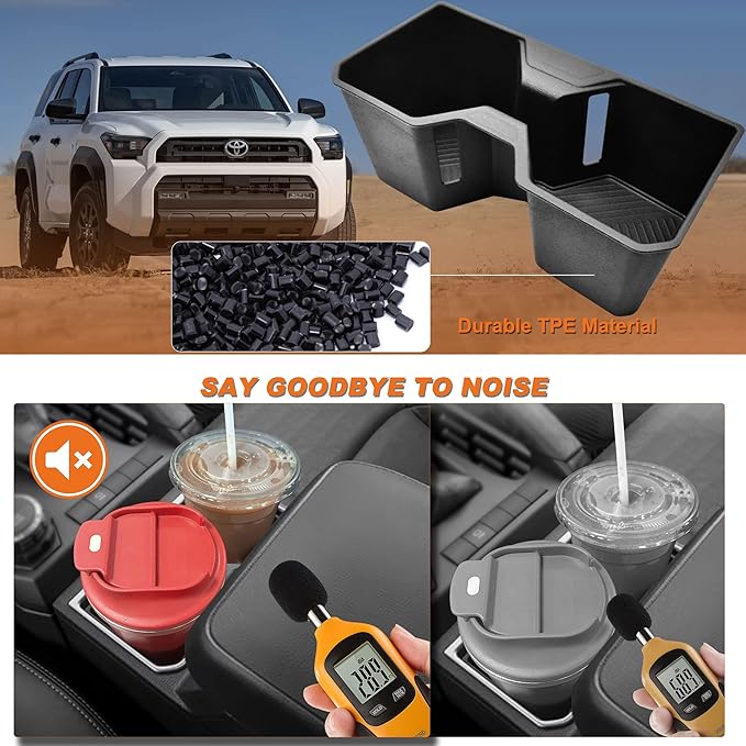 Cup Holder Inserts for 2025 2026 Toyota 4Runner Accessories, Non-Slip TPE Center Console Cup Holder Protector to Prevent Spills & Scratches for 4Runner Interior Accessories