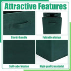 Karenhi 11" x 10. 5" x 10. 5" Green Storage Cube, 6 Pack Fabric Cube Storage Bins Organizer Box, Collapsible Baskets with Han