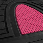 FH Group Premium Liners Tall Channel Trimmable All Weather Rubber Full Set Car Floor Mats (Pink) w. Trimmable All-Season Cargo Liner (Black) - Universal Fit for Cars Trucks and SUVs