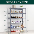 Smiry Shoe Rack, 5 Tier Thick Bamboo Shoe Organizer, Stackable Free Standing Wooden Shoe Storage Shelf for Closet, Entryway, 