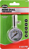 Slime 20048 Dial Gauge, Analogue, Mini, 5-60 psi with Bleeder Valve