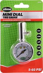 Slime 20048 Dial Gauge, Analogue, Mini, 5-60 psi with Bleeder Valve