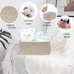 COMFY-HOMI 13" x 8.5" x 5.1" Storage Baskets for Organizing | Cotton Rope Woven Basket | Toy Storage Bin Box | Basket for She