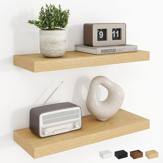 Dreamland Floating Shelves, 20Inch Rustic Wooden Wall Shelves for Bathroom|Bedroom|Kitchen, 2 Pack Deep Wall Mounted Book She