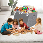 VERONLY Collapsible Toy Storage Bin with Lid, 82L Large Capacity - Gray Neutral Space-Saving Organizer for Playroom, Bedroom 