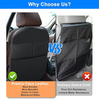 Kick Mats Back Seat Protector Fit for Ford Escape with 2 Pocket Storage Organizer - Faux Leather Waterproof Dirt Proof for Kids Feet Automotive Accessories (1 Pair,Black)