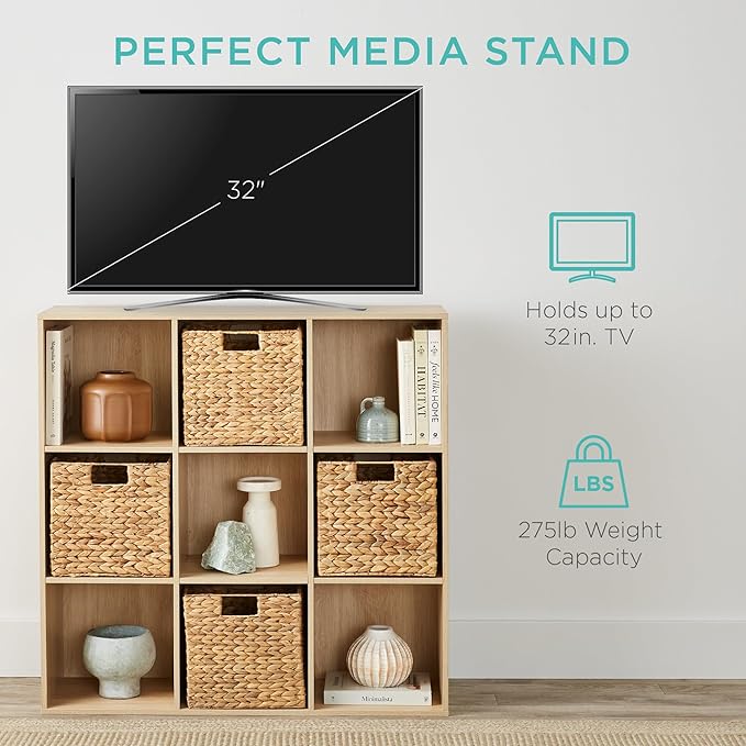 Best Choice Products 9-Cube Storage Organizer, 11in Shelf Opening, Bookcase, Display Shelf, Customizable w/ 3 Removable Back 