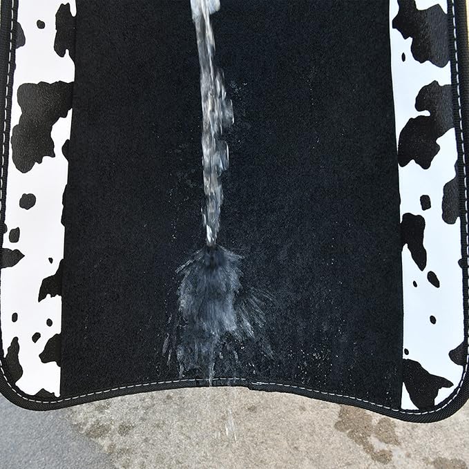 CAR PASS Waterproof Universal Fit Car Floor Mats, Cow Print Car Mats Fit for SUV,Vans,sedans, Trucks,Set of 4pcs Car Carpet w