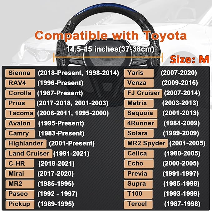 GIANT PANDA Steering Wheel Cover for Toyota, Auto Car Steering Wheel Cover for Toyota Highlander Rav4 Corolla Camry,Standard 