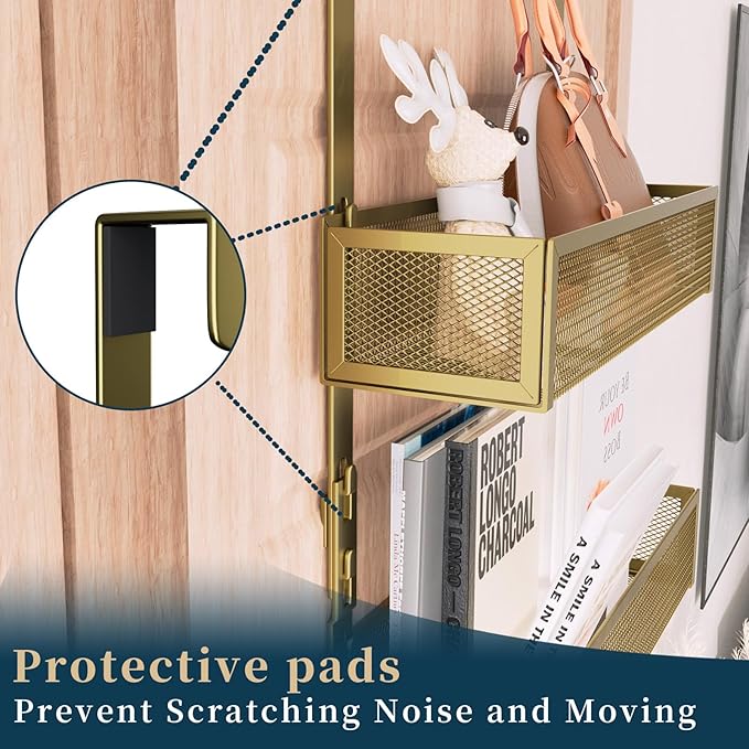 Consumest Over The Door Hooks Organizer - Extra Long Door Hanger with 9 Coat Hooks & 2 Mesh Basket, Back Storage Organizer Ha