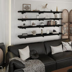Industrial Pipe Wall Wood Shelves,Real Long Wooden Shelves 60",11.8" Extra Width, Modern Floating Shevles for Wall Bookshelf 