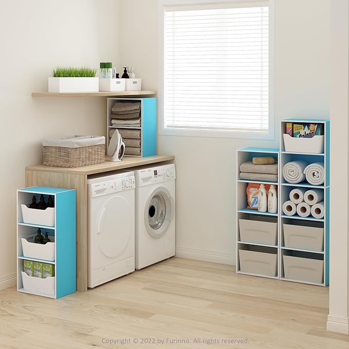 Furinno Luder Bookcase/Book/Storage, 2-Tier, Light Blue/White (Pack of 4)