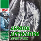 SONAX Leather Foam 289300 | 2 in 1 Aerosol Leather Cleaner and Conditioner | Safe to Use on Perforated Air Conditioned/Heated
