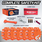 Marcala 6‑Pack LED Road Flares | DOT Compliant Emergency Lights for Vehicles with Batteries, Whistle & Case | Flares Emergenc