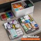CTIME 3-Tier Medicine Organizer with Pill Case - Portable Pill Case & Empty First Aid Kit for Home, Travel, RV, School, Dorm,
