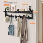 Coat Rack Wall Mount with Shelf, 27.5" Entryway Wall Hanging Shelf, Coat and Key Hanger with 10 Dual Hooks, Mail Organizer an