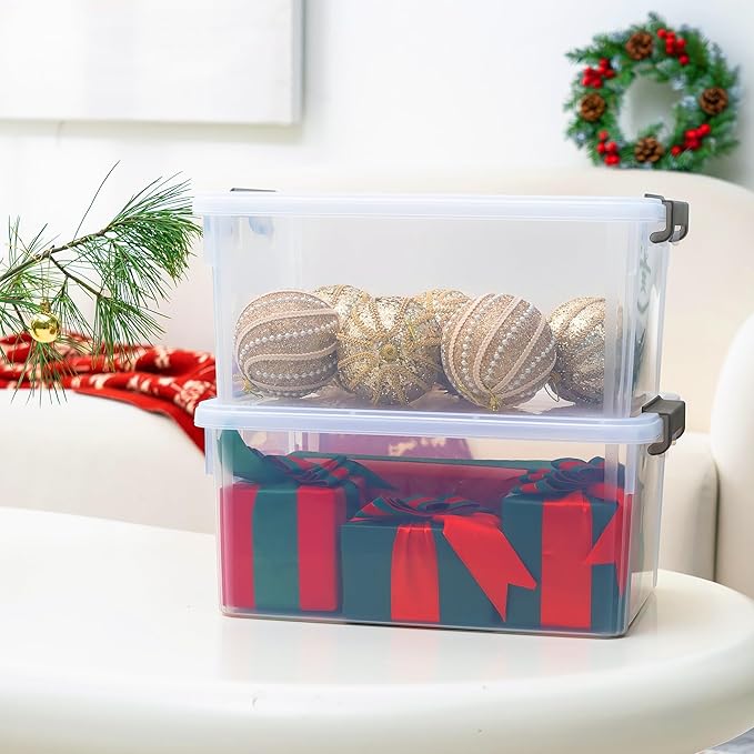 Citylife 17 QT Plastic Storage Bins with Latching Lids Stackable Storage Containers for Organizing Large Clear Storage Box fo