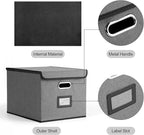 Hleelomi Collapsible File Box with Lid & Plastic Slide - Hanging Document Organizer for Office/Home, 14.96x12.6x10.83 Inch,Da
