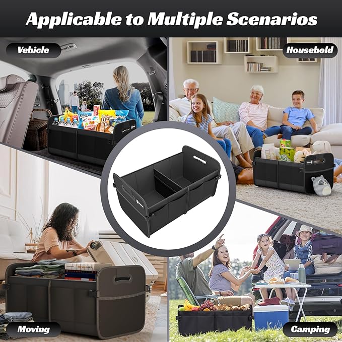 Sposuit Trunk Organizer for Car - 70L Collapsible Car Storage with 11 Pockets & Reinforced Handles, SUV Trunk Organizers for