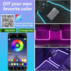 Soft Car Floor Mats with Led Strip Light, App Control Leather Interior Car Lights Floor Mats, Universal Fit Black Automotive Carpet, Anti-Slip Waterproof RGB Car Decor Accessories for SUV,Sedan,Jeeps