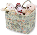 Storage Basket Boho Fabric Large Collapsible Floral Laundry Nursery Hamper Portable Folding Storage for Clothes Toys (Light G