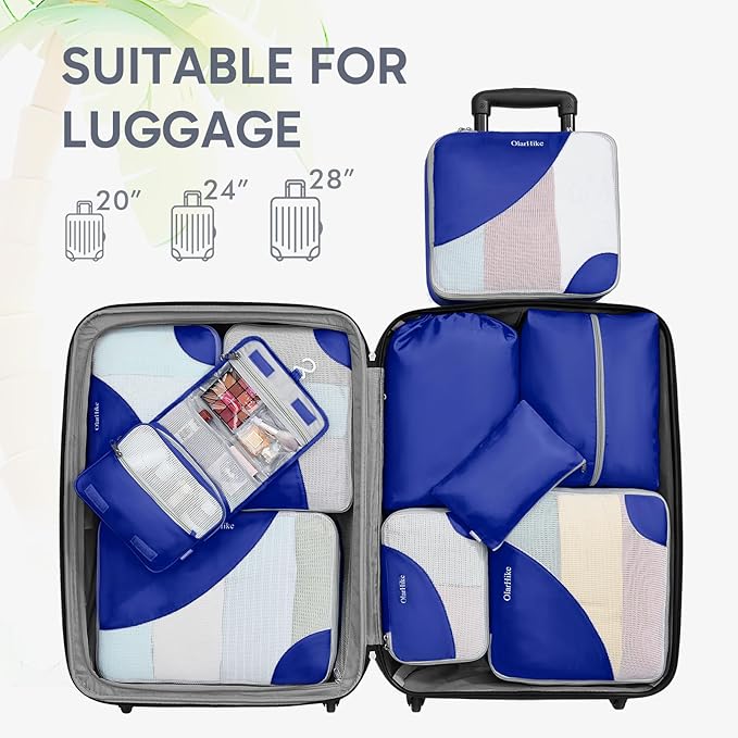 ALL INCLUDED 10 Set Durable Packing Cubes for Suitcases,OlarHike Essentials for Travel, UPGRADED Anti-Tear Stitching, NEW Imp
