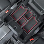 PIMCAR Compatible with 2019-2026 Dodge RAM 1500 2500 3500 Center Console Organizer ABS Plastic Material Interior Accessories Armrest Box Insert Tray (Red Trim)