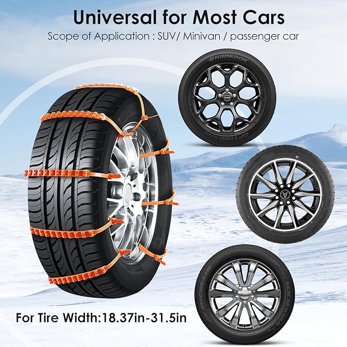 Reusable Snow Tire Chains for Trucks & SUVs - 2025 Upgrade 20 PCS Emergency Anti-Skid Traction Chains, Heavy Duty Plastic Whe