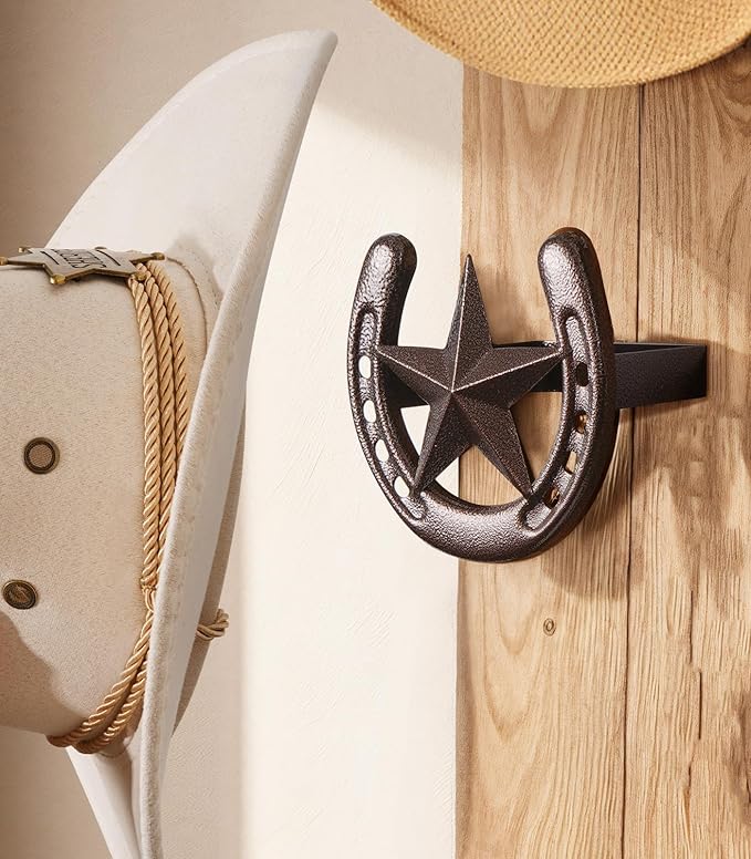 Cowboy Hat Hanger Wall Mount, 4 Pack Cowboy Hat Rack, Metal Horseshoe Hook, Horseshoe Decor, Western Hat Hook for Wall, Hat H