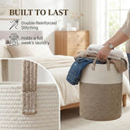 JMvicyroam Large Woven Laundry Basket Hamper,100L Cotton Rope Storage Bin for Blankets,Toys and Clothes,Decorative Tall Nurse
