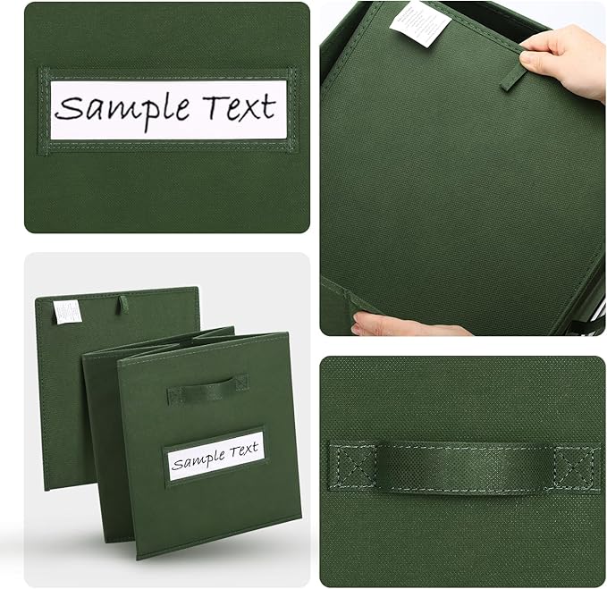 artsdi Fabric storage cubes (8 Pack) 11 Inch Cube Storage Bin, cube organizer bins with 8 Labels Window Cards & a Pen, Foldab