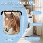 Horse Flowers Laundry Basket Collapsible Laundry Hamper Oxford Storage Bin for Clothes Storage, Toy Organizer, Books and Sund