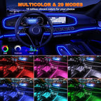 Car LED Strip Lights, USB Interior Ambient Lighting Kits with Wireless APP and RF Remote Control, 16 Million Colors Music Mode Car Decoration Lights with 315 inches 3.0mm Fiber Optic (6 in 1)