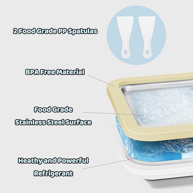 Ice Cream Roll Maker Rolled Ice Cream Machine, Sweet Spot Pan, Instant Cold Plate, Ideal for Making Rolled Ice Cream Soft Serve Slushies Frozen Yogurt Sorbet and Gelato (Yellow)