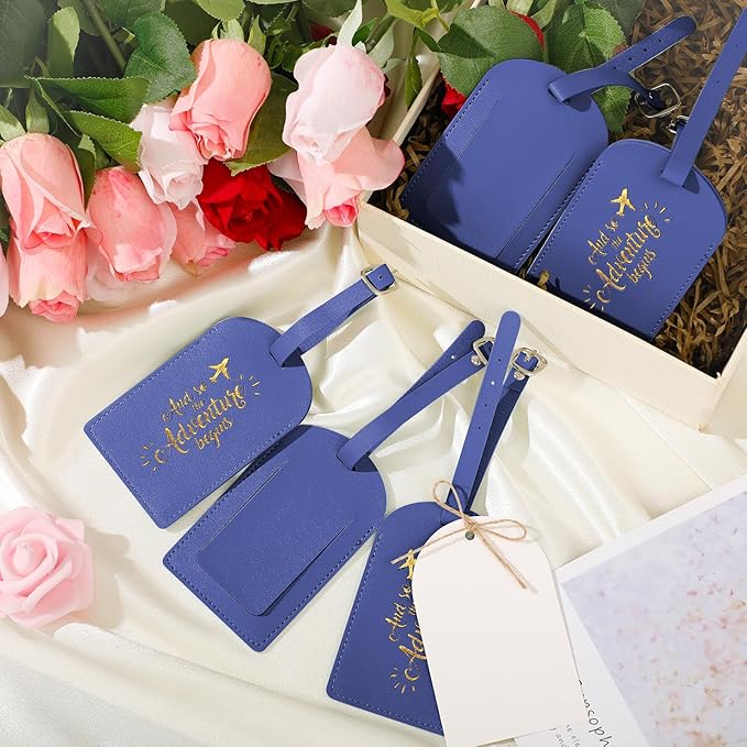 Amylove Bulk Luggage Tags Wedding Favors Adventure Begins Luggage Tags for Guests Travel Tag for Suitcase Bridal Gift 24 Pack