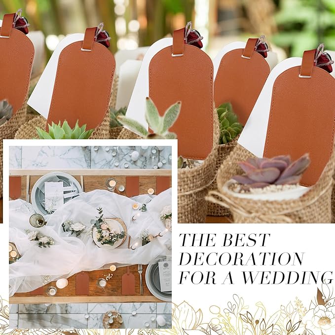 Amylove 48 Sets Leather Luggage Tags Bulk Wedding Favors Luggage Tags for Guests Bridal Gifts Wedding Bridal Shower Gift PU L