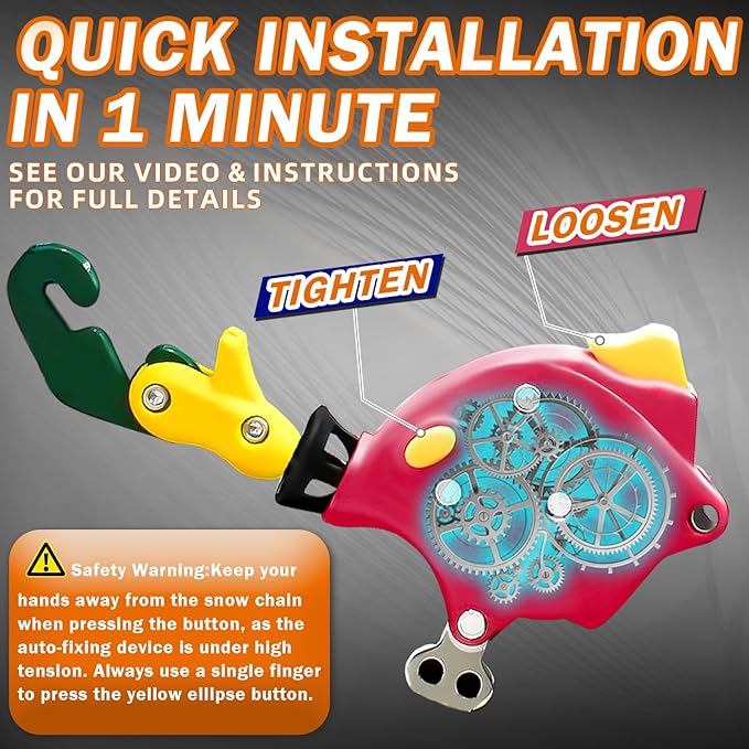 Heavy Duty AutoFixing Snow Chains Tire Chains for Light Truck, SUV & Pickup, Self-Tightening Design for Easy Installation, Ti