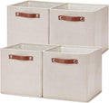 Temary 11x11 Storage Cubes Fabric Storage Cubes Storage Bins with Dual Leather Handles Canvas Storage Boxes for Organizing Ho